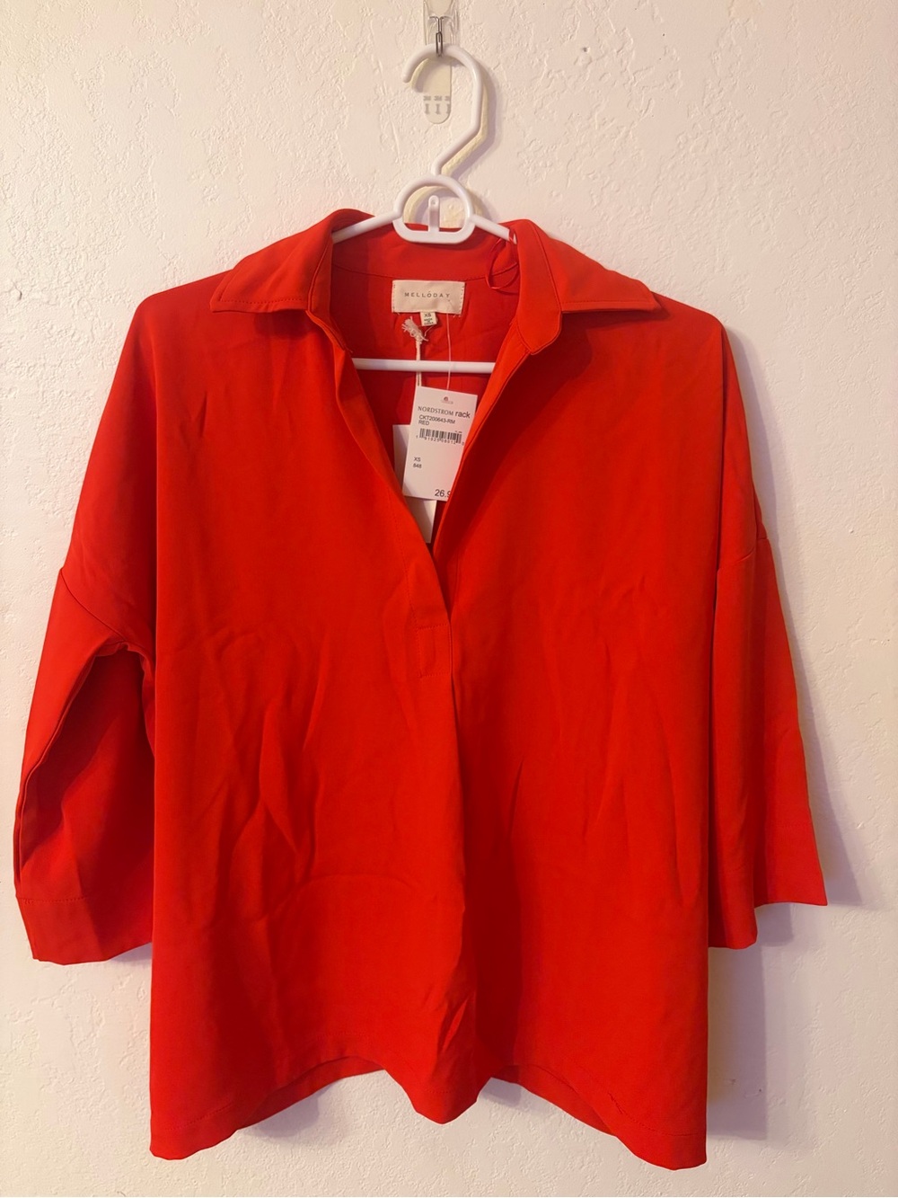 MELLODAY Bright Red Collared Blouse